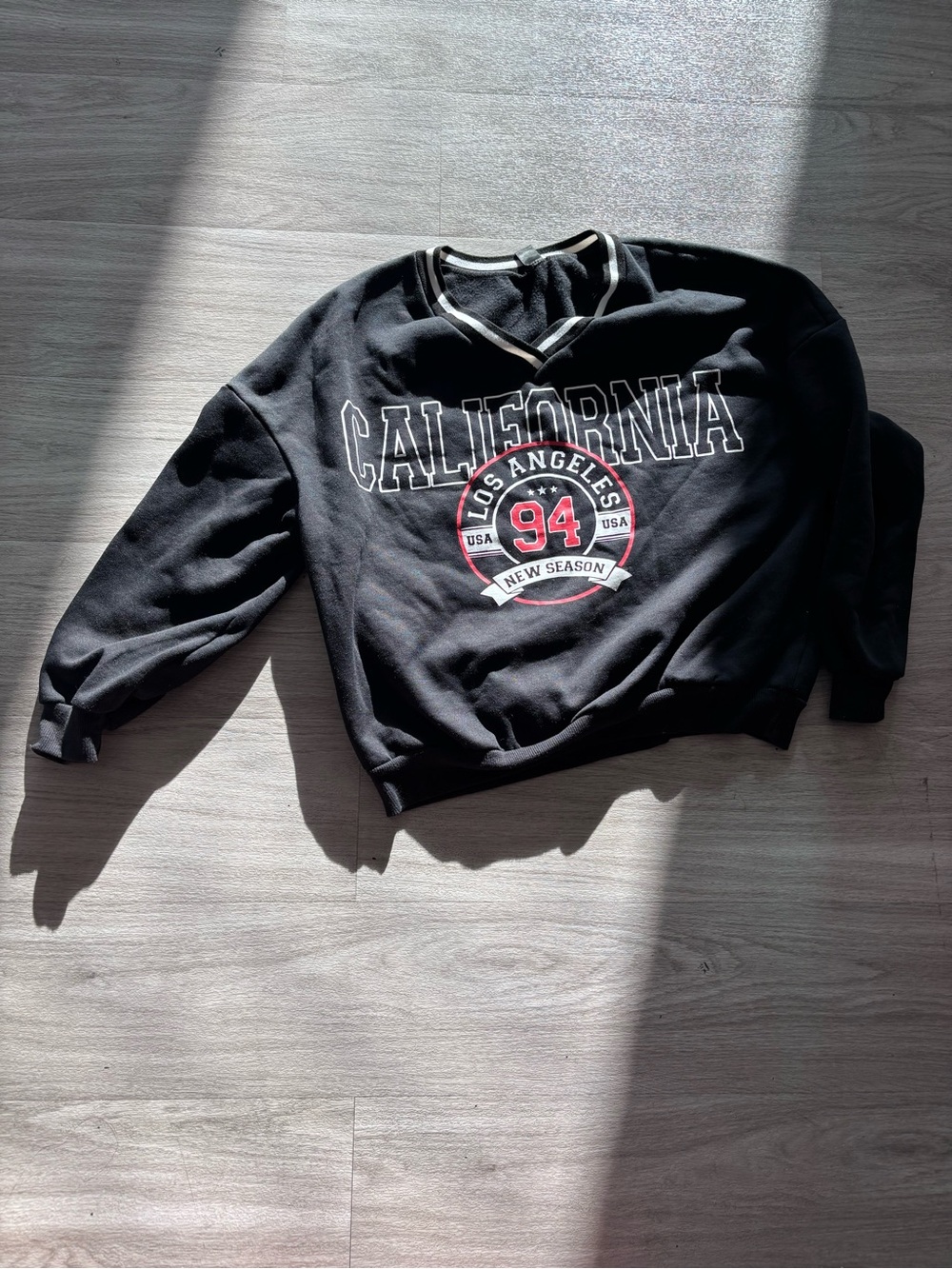 Black Graphic V-Neck Sweatshirt